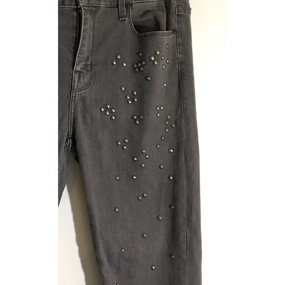 Parker Smith Ava Women's Size 29 Overcast Gray Skinny Studded Embellished Jeans - Picture 3 of 5